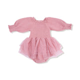 Angel Dear Long Sleeve Smocked Bubble with Tutu - Rose Elegance - Princess and the Pea Boutique