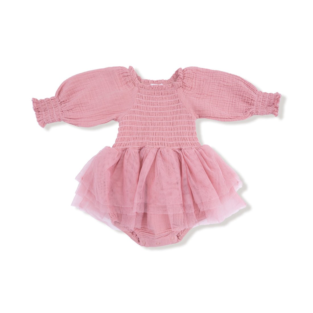 Angel Dear Long Sleeve Smocked Bubble with Tutu - Rose Pink - Princess and the Pea Boutique