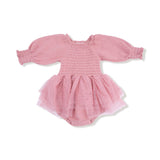 Angel Dear Long Sleeve Smocked Bubble with Tutu - Rose Pink - Princess and the Pea Boutique