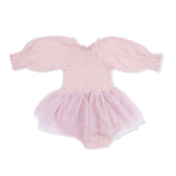 Angel Dear Long Sleeve Smocked Bubble with Tutu - Solid Lotus - Princess and the Pea Boutique