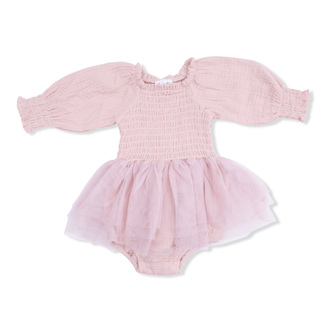Angel Dear Long Sleeve Smocked Bubble with Tutu - Solid Lotus - Princess and the Pea Boutique