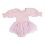 Angel Dear Long Sleeve Smocked Bubble with Tutu - Solid Lotus - Princess and the Pea Boutique