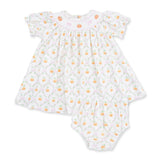 Angel Dear Puff Sleeve Bishop Dress and Bloomer - Pretty Pumpkin Trellis - Princess and the Pea Boutique