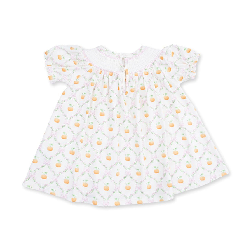 Angel Dear Puff Sleeve Bishop Dress and Bloomer - Pretty Pumpkin Trellis - Princess and the Pea Boutique