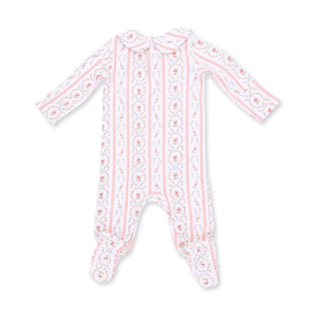 Angel Dear Smocked Peter Pan Snap Footie - Marnie Rosebud Stripe - Princess and the Pea Boutique