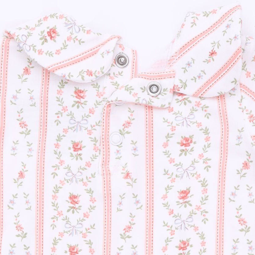 Angel Dear Smocked Peter Pan Snap Footie - Marnie Rosebud Stripe - Princess and the Pea Boutique