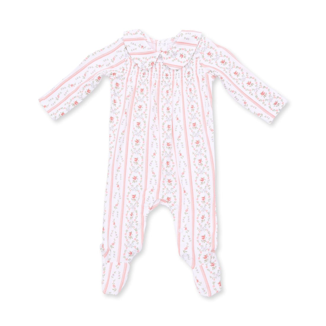 Angel Dear Smocked Peter Pan Snap Footie - Marnie Rosebud Stripe - Princess and the Pea Boutique