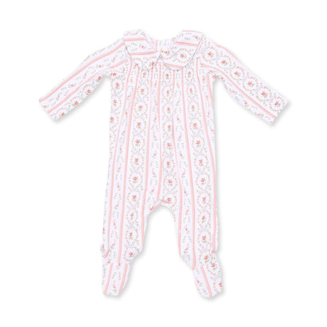 Angel Dear Smocked Peter Pan Snap Footie - Marnie Rosebud Stripe - Princess and the Pea Boutique