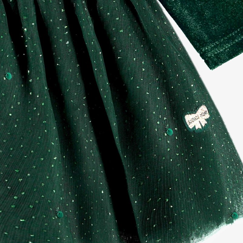 Baby Green Velvet and Sequin Dress - Princess and the Pea Boutique