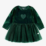 Baby Green Velvet and Sequin Dress - Princess and the Pea Boutique