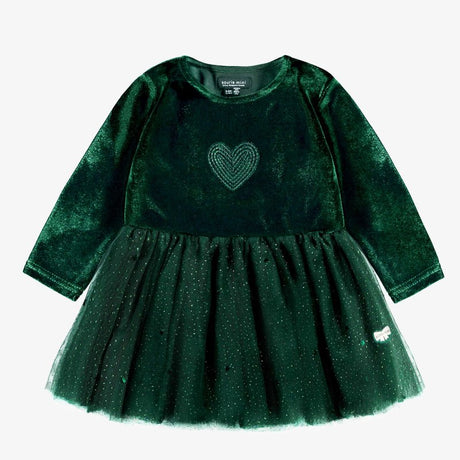 Baby Green Velvet and Sequin Dress - Princess and the Pea Boutique