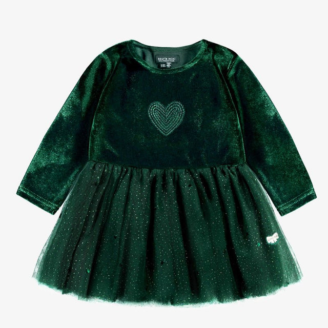 Baby Green Velvet and Sequin Dress - Princess and the Pea Boutique