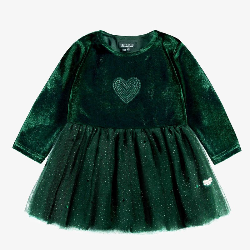 Baby Green Velvet and Sequin Dress - Princess and the Pea Boutique
