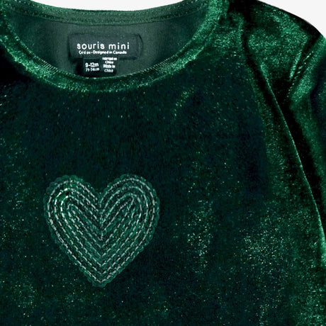Baby Green Velvet and Sequin Dress - Princess and the Pea Boutique