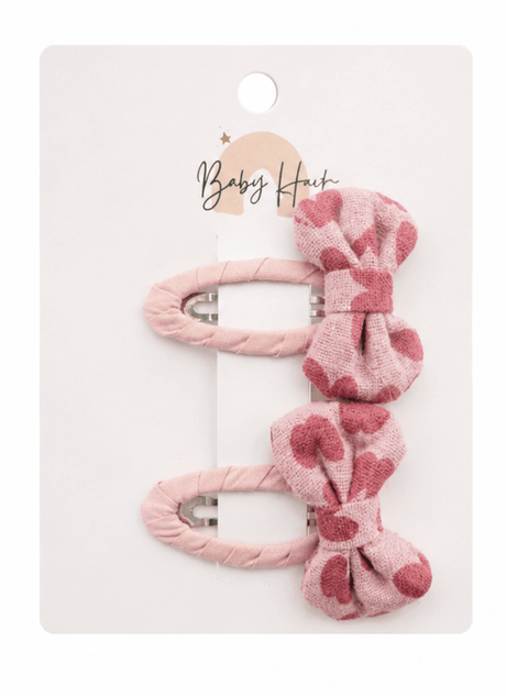 Baby Hood Blush Polka Dot Bow Snap Hair Clip Duo - Princess and the Pea Boutique