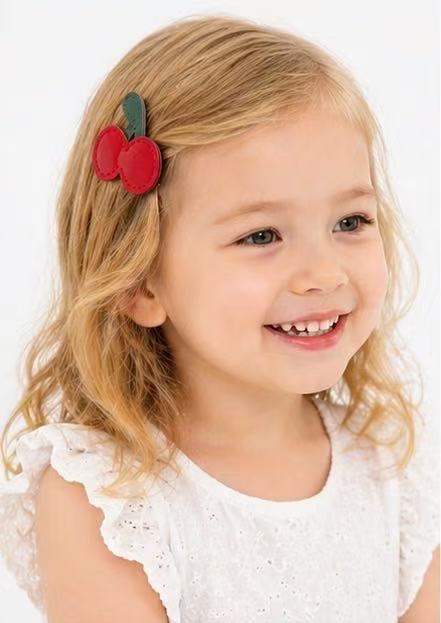 Baby Hood Cherry Leather Hair Clip - Princess and the Pea Boutique