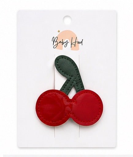 Baby Hood Cherry Leather Hair Clip - Princess and the Pea Boutique
