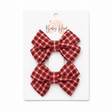 Baby Hood Cherry Tartan Bow Hair Clip Duo - Princess and the Pea Boutique