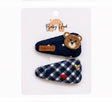 Baby Hood Classic Navy Bear Check Hair Clip Set - Princess and the Pea Boutique