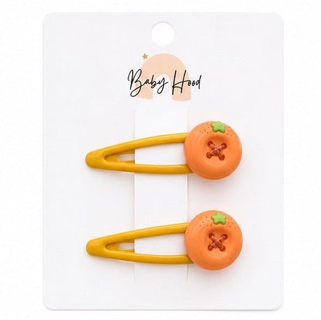 Baby Hood Cute Orange Snap Hair Clip Duo - Princess and the Pea Boutique