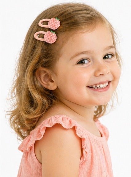 Baby Hood Gingham Apple Snap Hair Clip Duo - Princess and the Pea Boutique