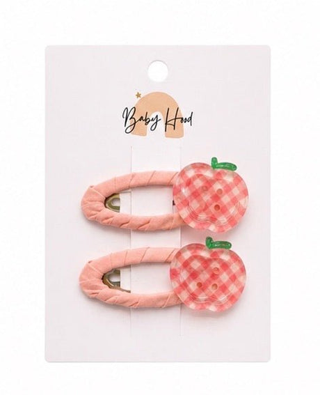 Baby Hood Gingham Apple Snap Hair Clip Duo - Princess and the Pea Boutique