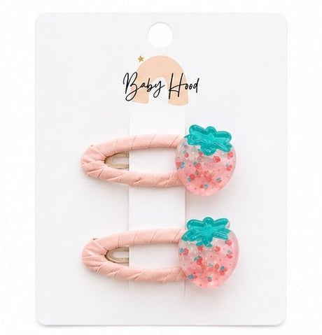 Baby Hood Pastel Strawberry Snap Hair Clip Duo - Princess and the Pea Boutique