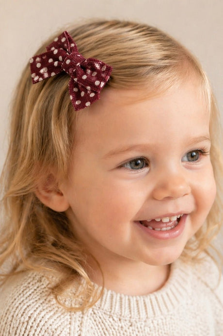 Baby Hood Velvet Red Polka Dot Hair Clip Duo - Princess and the Pea Boutique