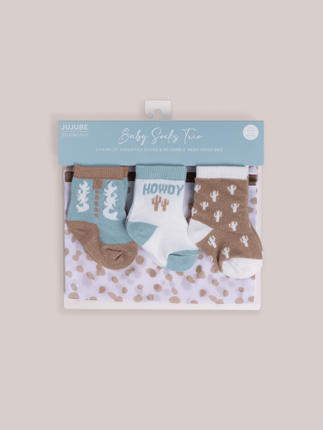 Baby Socks Trios Howdy Partner Blue - Princess and the Pea Boutique