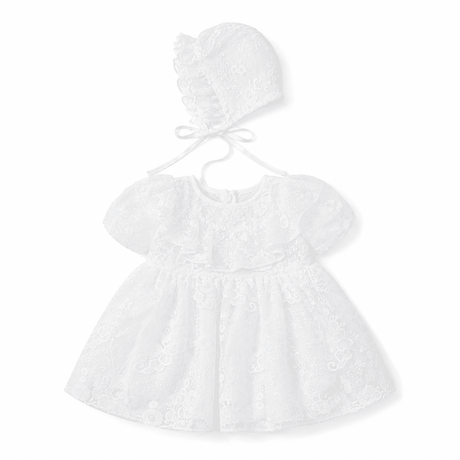 Babyhood Celeste Lace Baby Dress - White - Princess and the Pea Boutique