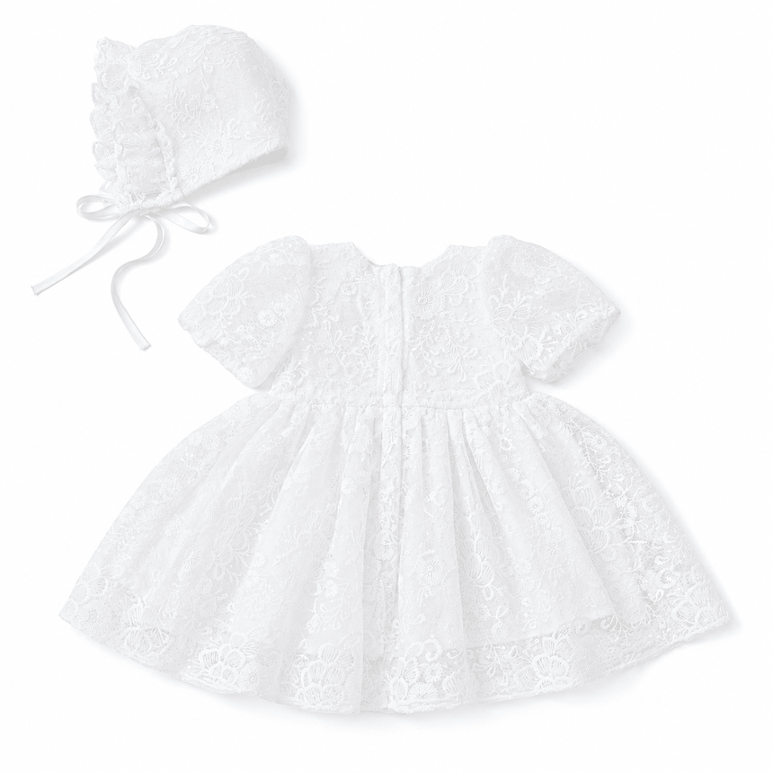 Babyhood Celeste Lace Baby Dress - White - Princess and the Pea Boutique