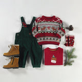 Baby's Red Knitted Sweater with Festive Pattern - Princess and the Pea Boutique