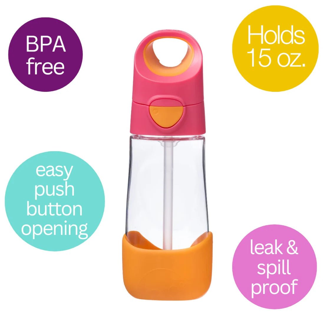 B.BOX Tritan Drink Bottle - 450ml - Strawberry Shake - Princess and the Pea Boutique