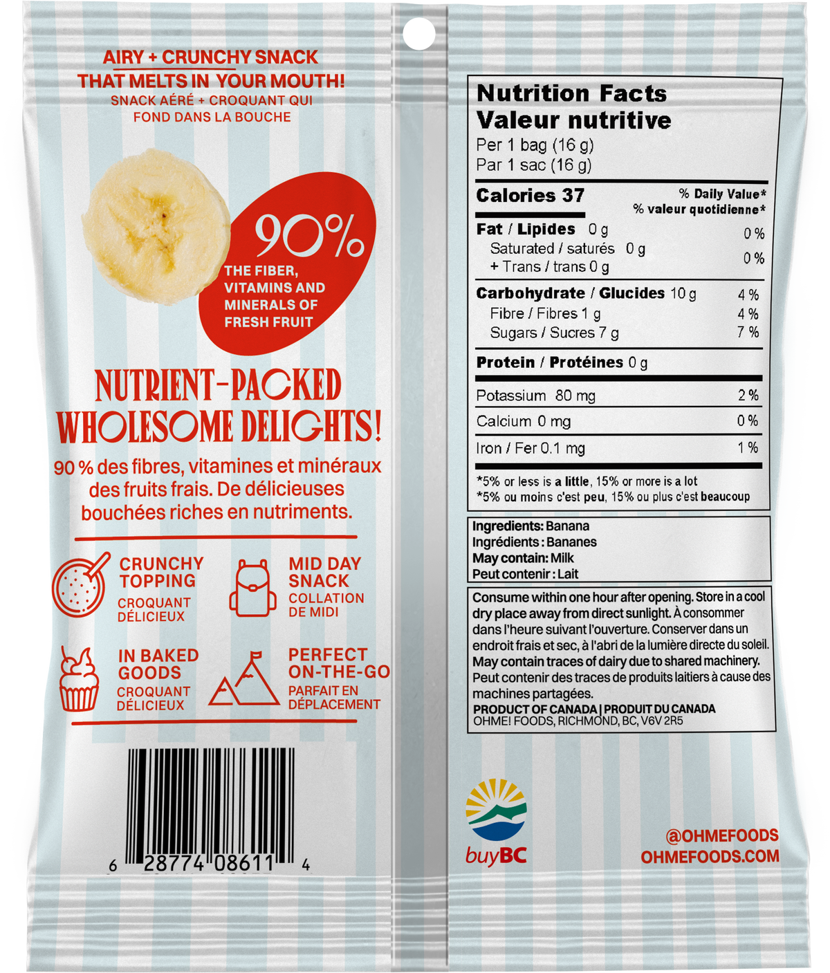 OHME! Crunchy Banana Snack Size 16g