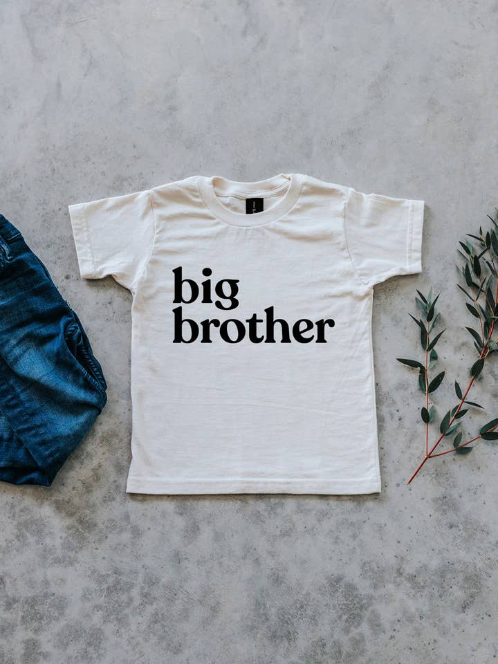 Big Brother Cream Organic Kids Tee - Princess and the Pea Boutique