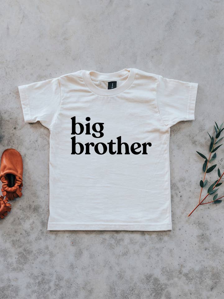 Big Brother Cream Organic Kids Tee - Princess and the Pea Boutique