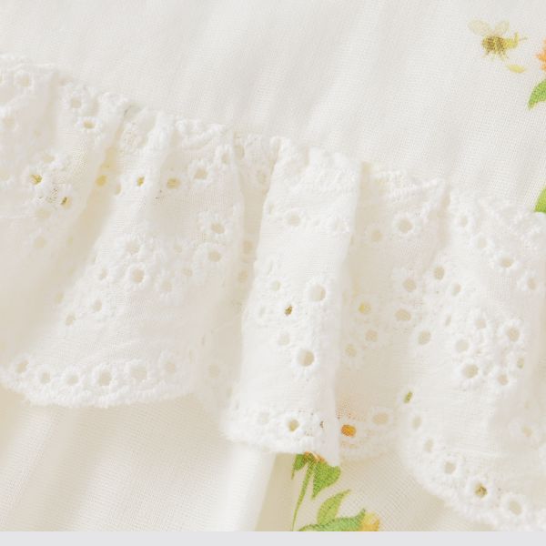 Blara Organic Sleeveless Lace Accented Bodysuit - Sunflower Fields - Princess and the Pea Boutique