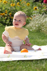 Blara Organic Wavy Bib - Yellow Checker - Princess and the Pea Boutique