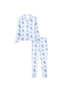 Blue Posies Long Sleeve Jersey Pajama Pant Set - Princess and the Pea Boutique