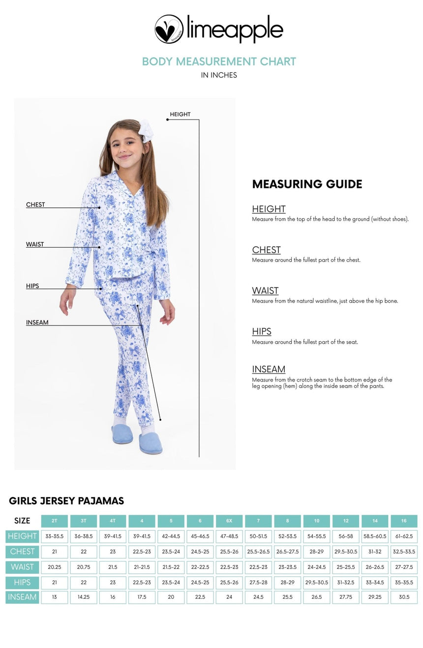 Blue Posies Long Sleeve Jersey Pajama Pant Set - Princess and the Pea Boutique
