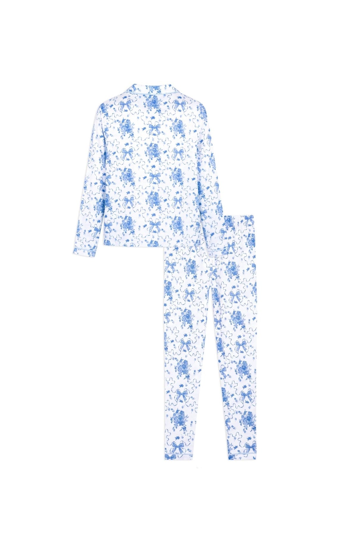 Blue Posies Long Sleeve Jersey Pajama Pant Set - Princess and the Pea Boutique
