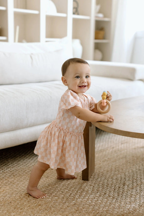 Bodysuit Dress - Pink Checkerboard - Princess and the Pea Boutique