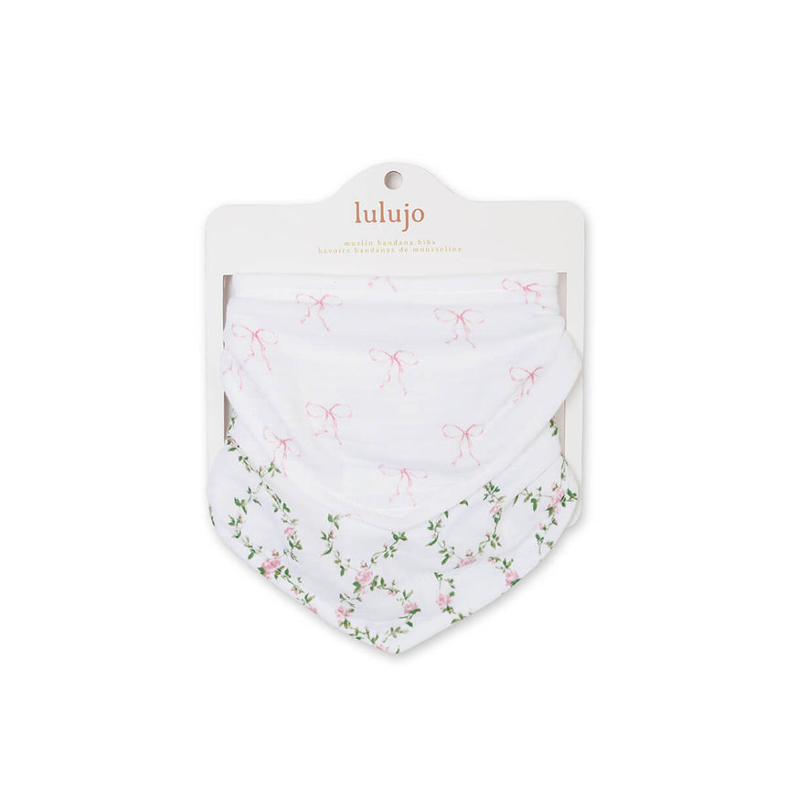 Bows & Rose Trellis - Bandana Bibs - Princess and the Pea Boutique