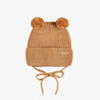 Brown knit beanie with pom - poms, newborn - Princess and the Pea Boutique