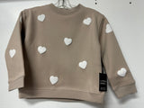 Brunette The Label All Over Heart Core Crewneck - Oyster - Princess and the Pea Boutique