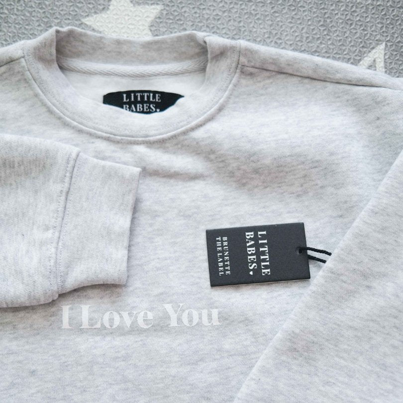 Brunette The Label To The Moon & Back Kids Core Crewneck - Pebble Grey - Princess and the Pea