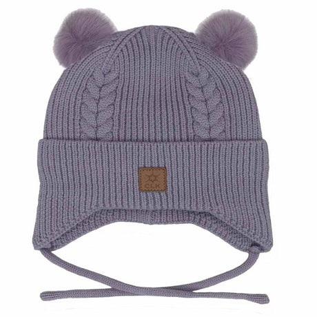 Calikids Knit Soft Touch Hat 2 Fur PomPom - Lilac - Princess and the Pea Boutique
