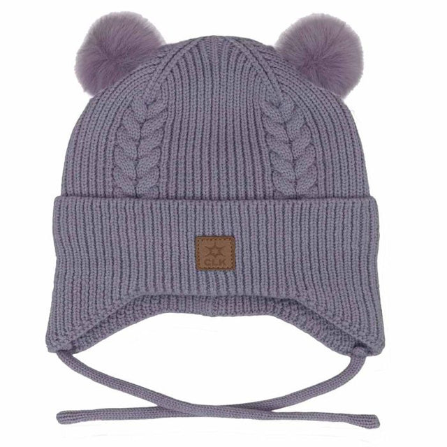 Calikids Knit Soft Touch Hat 2 Fur PomPom - Lilac - Princess and the Pea Boutique