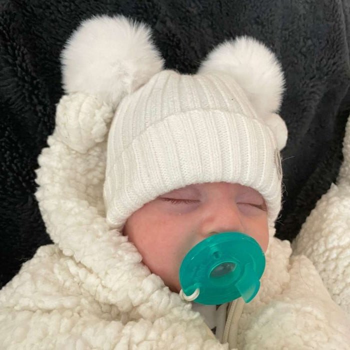 Calikids Soft Touch Knit Baby Hat - Cream - Princess and the Pea Boutique