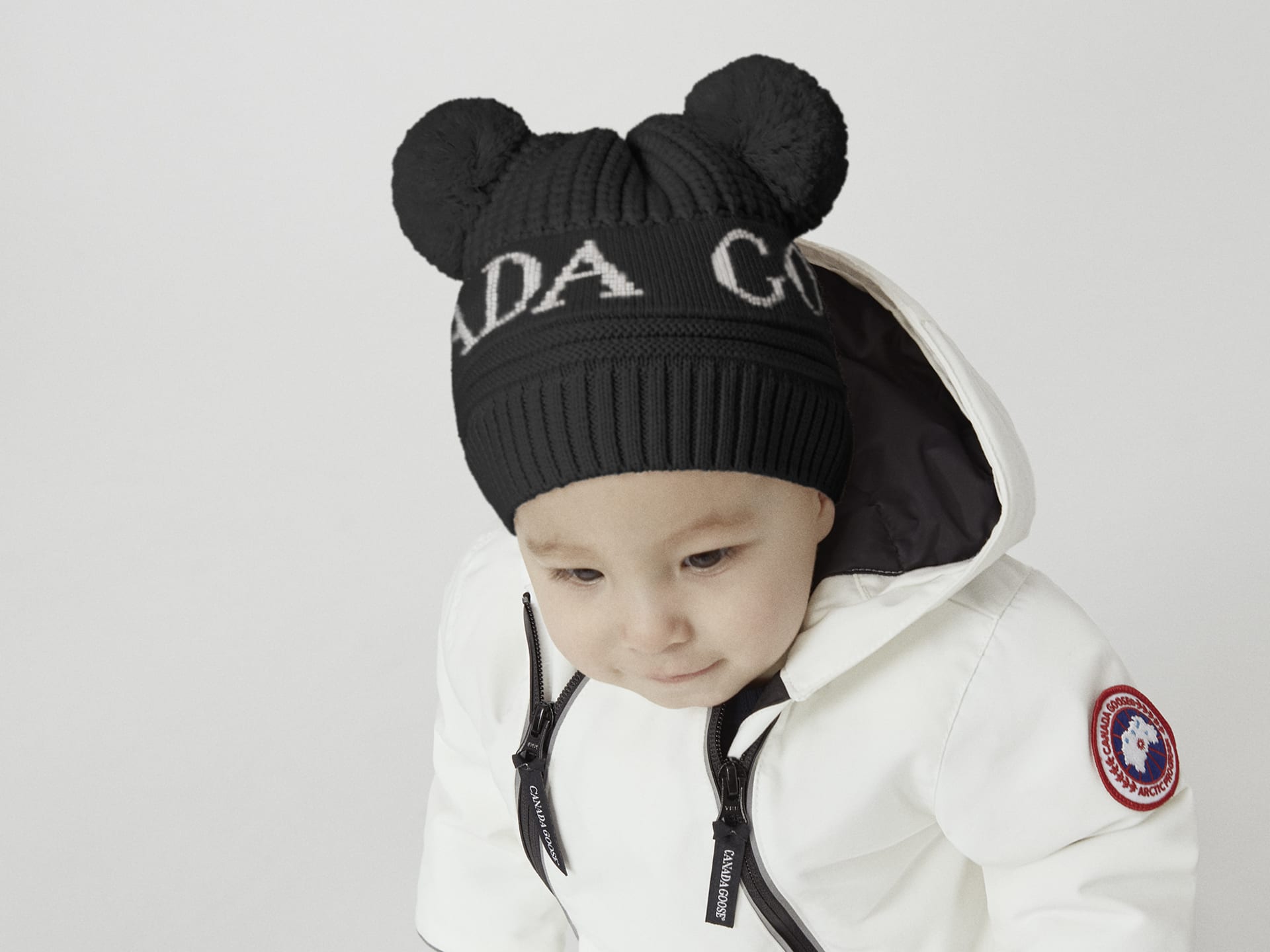 Canada Goose Baby Double Pom Hat Black Princess and the Pea Boutique